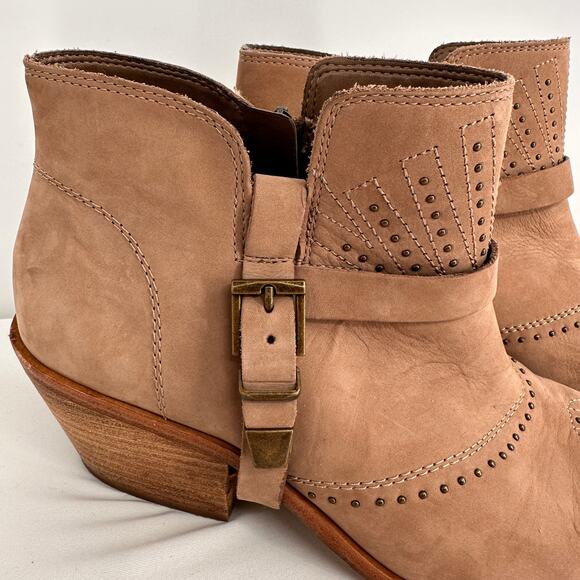 Vince Camuto Brown Leather Dorintina Studded Booties Size 10 - Picture 2 of 10